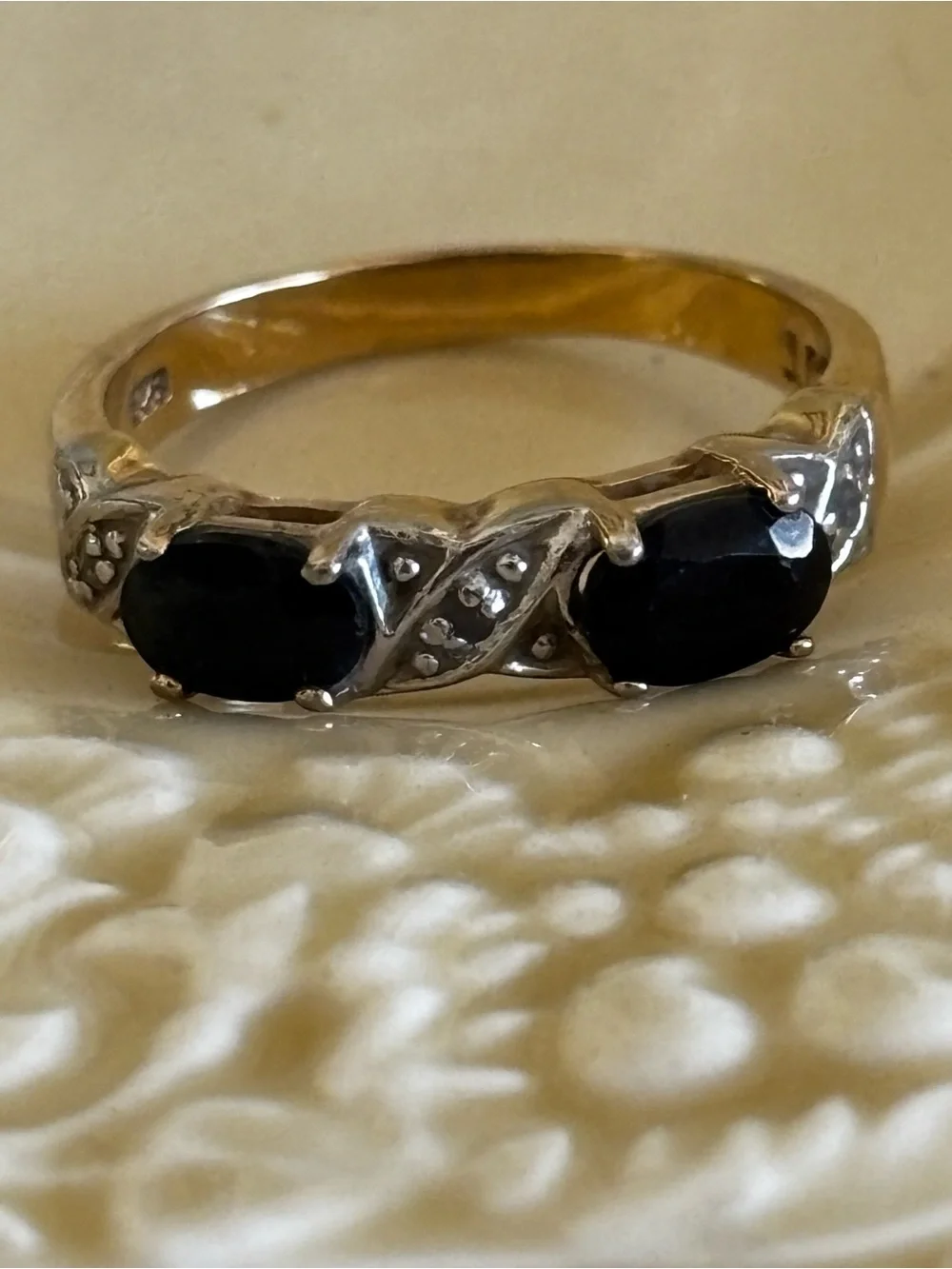 Black Sapphire 6.3/4  925 Stamped/Vermeil